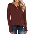 thumbnail image 2 of Meichang Womens Long Sleeve Tops Henley Neck Buttons Tshirts Basic Solid Casual Tee Shirts Spring Blouse Loose Fit Work Blouses, 2 of 7
