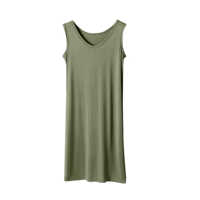 Timegard Sleep Wear for Women Plus Size V Neck Tank Top Loose Comfy Solid Color House Dress Homewear
