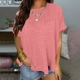thumbnail image 2 of Timegard Tops for Women Summer Ribbed Crewneck Short Sleeve Basic Tee Casual Loose Shirts Tops blouse, 2 of 7