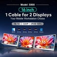 thumbnail image 2 of TUTT 16” Dual Portable Monitor | Single Cable Connection | 16:10 Ratio IPS, Stand-Alone Design | Windows, MacBook | S900, 2 of 15