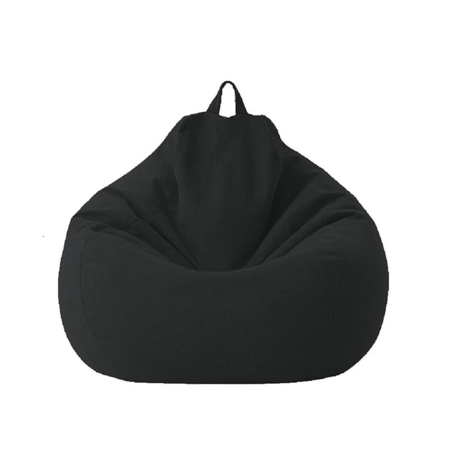 SUNSIOM Fauteuils Classiques de Sofa Fauteuil de Repos Pouf de Rangement avec Housse en Coton et Lin Noir, Illustré Sans Remplissage. Cette Housse de Pouf Moderne et simple Présente une Poignée pour une Portabilité Facile et une Fermeture Éclair invisible pour un Style Épuré. Convient à une Utilisation Intérieure et Extérieure, Mesure Environ 70 x 80 cm et Est Idéale comme Siège pour Enfants Ou comme solution de Rangement pour Jouets en Peluche.