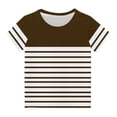 thumbnail image 2 of Zwiiyzr T-Shirt Rayé 2025 pour Enfants Col Rond Manches Courtes pour Garçons Filles Marron-4-5 Ans, 2 of 6