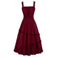 thumbnail image 1 of Pisexur Robe Renaissance pour Femme à Encolure Carrée, Robe Maxi à Dos Nu, Mode, Volants, Robes de Cocktail, Élégante, Sans Manches, Robe d'Invitée de Mariage, Couleur Unie, Fluide, Robes de Retour à la Maison, 1 of 6