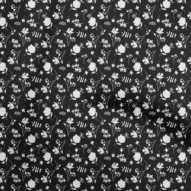 oneOone Rayon Black Fabric Floral Craft Projects Decor Fabric Printed By The Yard 56 Inch Wide