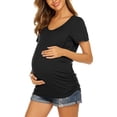 thumbnail image 1 of DPTALR Pregnant Pregnancy Nursing Short Sleeve Tops Solid Color Round Neck Breastfeeding Blouse, 1 of 3