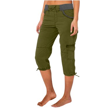 Capris Cargo pour Femmes Grande Taille Élastiques, Pantalons Capri pour Femmes 2024 Coupe Ample, Shorts Cargo pour Femmes Longueur Genou Légers Décontractés Amples Pantalons Raccourcis Confortables Séchage Rapide Capri d'Extérieur avec Poches
