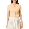 thumbnail image 1 of INSPIRE CHIC Chemise Douce pour Femme Vintage à Col Poupée Mignon Boutonnée TP Orange Pâle, 1 of 7
