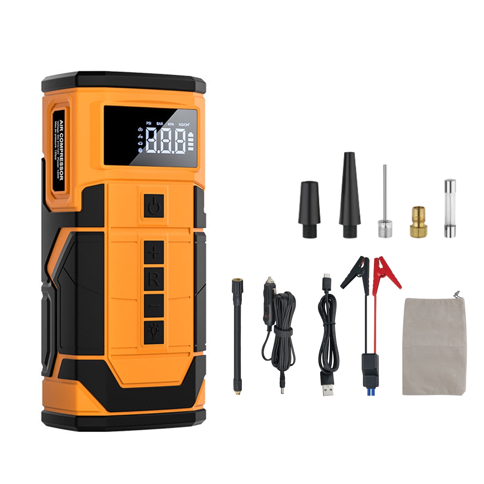 Riwcyla 14.8V Car Jump Starter 600A Peak Current Emergency Starter Booster Auto Bank 10000mAh 150PSI Car Booster Starting Device Air Compressor Tire Pump with 3 Modes LED Light