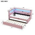 thumbnail image 3 of Homy Casa Upholstered Twin Platform Bed with LED Lights and USB Charging Station with Pull Out Trundle for Kids Teens, and Guest Room, Pink, 3 of 5