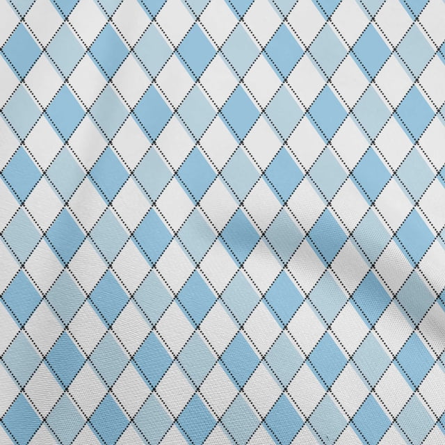 oneOone Velvet Light Blue Fabric Argyle Sewing Craft Projects Fabric Prints By Yard 58 Inch Wide