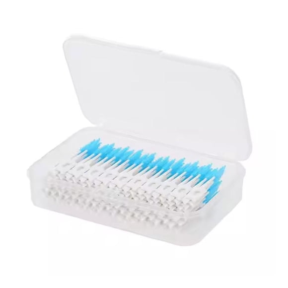 Dental Floss Picks with Soft Silicone Toothpicks & Interdental Brush Sticks, Double-Ended Hygiene Tools for Gum Massage, 160 Count Green & Blue