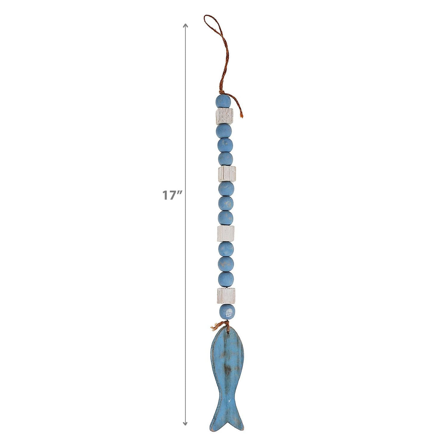 IH Casa Decor Wood Garland Perlé Avec Du Poisson 17" - Ensemble De 2