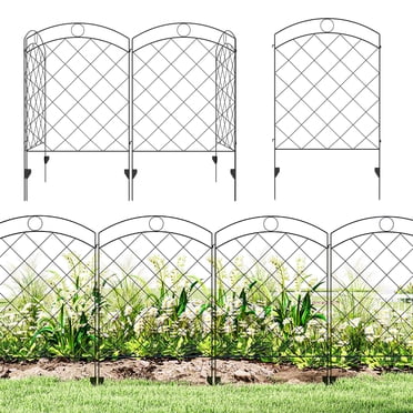 Outsunny 11.4' Garden Fence Steel Border Flower Edging, Pack of 4, Black