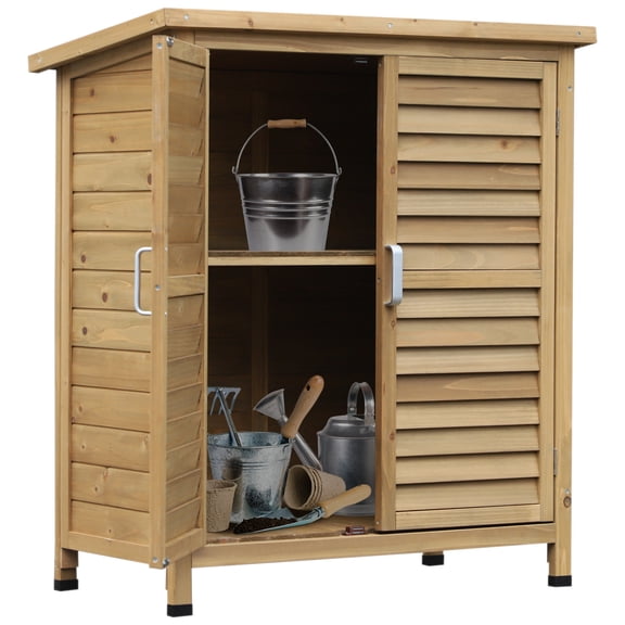 Outsunny Remise de Jardin Remise de Rangement de Jardin en Bois à 2 Portes, 34 Pouces x 18 Pouces x 38 Pouces
