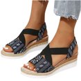 thumbnail image 4 of Womens Sandals Printed Beach Slippers Summer Wedge Platform Arch Support Orthopedic Shoes, 4 of 9