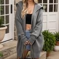 thumbnail image 2 of KIHOUT Womens Long Cardigans Long Sleeve Oversized Cable Knitted Open Front Chunky Hooded Outerwear Sweater Coat, 2 of 5