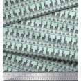 thumbnail image 2 of Soimoi Green Rayon Fabric Flower & Rabbit Folk Art Printed Fabric 1 Yard 56 Inch Wide, 2 of 5