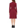 thumbnail image 3 of INSPIRE CHIC Robe Midi en Tricot à Manches Longues à Col Noué pour Femme, Tenue de Travail, TG, Rouge, 3 of 5