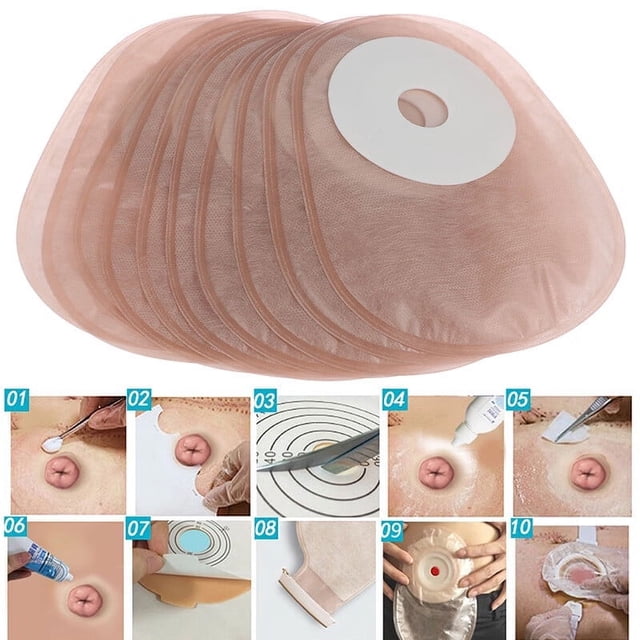 OUSITAID 10PCS One-piece System Colostomy Bags Disposable Ostomy Drainable Single Pouch