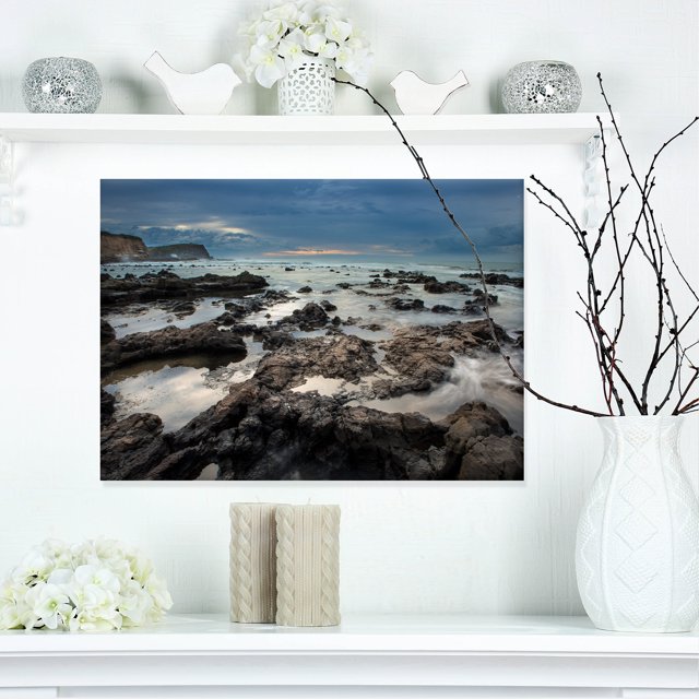 Rocky Seashore with Blue Sky Over - Large Seashore Canvas Print