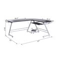 thumbnail image 3 of Modern L Shaped Desk, Corner Computer Desk Game Writing Workstation, Black & Silver, 3 of 8