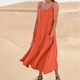 thumbnail image 1 of Liquidation Horkkom Robe Maxi pour Femmes Col en V Couleur Unie Robes d'Été Décontractées Sans Manches Robe de Plage Vacances avec Poches TTG, 1 of 6