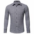thumbnail image 1 of Pompotops Homme Automne Décontracté Coupe Ajustée Manches Longues Col Rabattu à Carreaux Poche Haut Blouse Chemise en Solde, 1 of 3