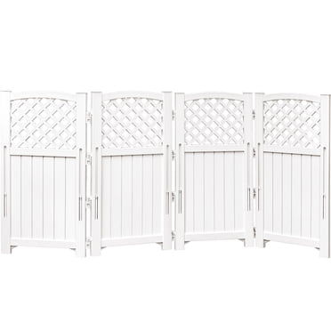 Homall Outdoor Patio 4 Panel Screen Enclosure,Plastic Privacy Screens, Air Conditioner Fence Panels, Trash Can Fence for Garden, White