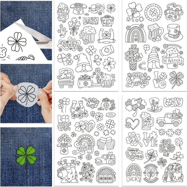 HLONK 4 Sheets 16Pcs Wedding Dress Water Soluble Hand Sewing Stabilizers for Fabric 11.6x8.2 Inch Embroidery Stitch Practice Embroidery Patterns Transfers for Embroidery Beginners Lovers