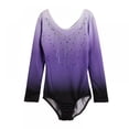 thumbnail image 4 of Greyghost Children Kids Girls Long Sleeve Leotards, Bright Color Patterned Gradient Ballet Practice Dance Wear Costumes, Athletic Gymnastics Bright Color Body Suits, 4 of 19
