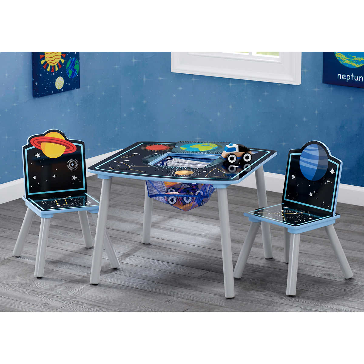 Space Adventure Children Wooden Chair and Table Set