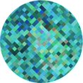 thumbnail image 1 of Ahgly Company Machine Washable Indoor Round Transitional Dark Cyan Green Area Rugs, 7' Round, 1 of 7
