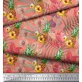 thumbnail image 2 of Soimoi Orange Poly Georgette Tissu Lys & Pin Fruits Tissu Imprimé par la Cour 52 Pouces de Large, 2 of 3