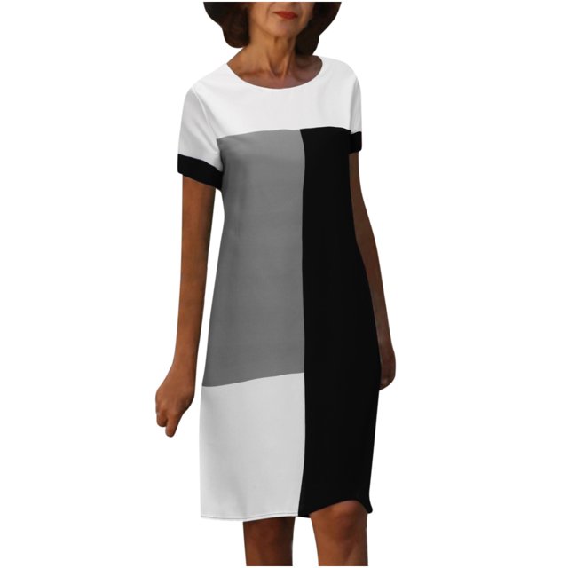 Robes à Manches Courtes pour Femmes, Teinture sur Nœuds Floral, Col en V, Robe Midi Évasée, Été, Décontractée, Coupe Ample, Robe à Enfiler Longueur Genou