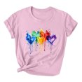 thumbnail image 1 of RKSTN Hauts pour Femmes LGBT Décontractés Coupe Ample Hauts Inspirants Égalité Été Mignon Cœur d'Amour Imprimé Manches Courtes Col Rond Pride Shirt, 1 of 3