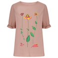 thumbnail image 4 of CHUANK Chemises pour Femmes Dames Liquidation T-Shirts d'Été Décontractés pour Femmes Col Rond Manches Courtes Imprimé Floral Chemise Ample Hauts, 4 of 6