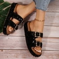 thumbnail image 4 of IUJSOY Womens Sandals Cork Footbed Slide Summer Beach Platform Sequin Adjustable Buckle Slippers, 4 of 9