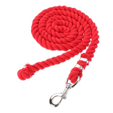Shisuyan Corde de Plomb pour Cheval et Poney en Coton de 2 Mètres, Robuste, avec Pince à Gâchette et Mousqueton (Rouge)