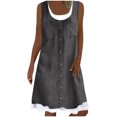 thumbnail image 1 of FAIWAD Robe Boutonnée pour Femmes Col Ras du Cou Sans Manches Robe Trapèze Filles Été Décontractée Ample Midi Robe d'Été, 1 of 5