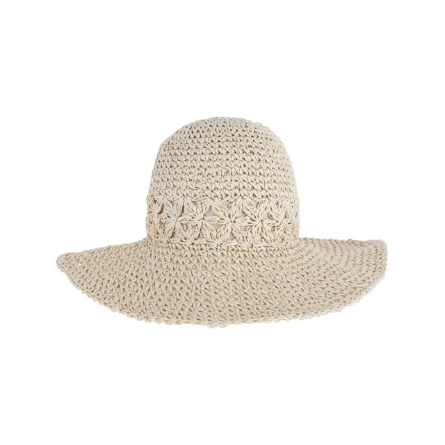 David & Young Hand Crochet Straw Sun Hat (Women's)