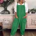 thumbnail image 1 of Qertyioot Combinaison pour Femmes Grande Taille, Salopette Décontractée Ample en Coton et Lin, 1 of 8