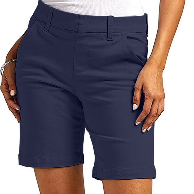 Shorts pour Femmes Liquidation Grande Taille Shorts en Sergé Extensible pour Femmes Taille Fine à Enfiler Coupe Régulière Shorts de Randonnée Été Décontractés avec Poches en Liquidation