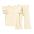 thumbnail image 1 of Birdeem Mode Filles Décontracté T-Shirts à Manches Courtes Col Rond Bouton Uni Ensembles de Pantalons Longs, 1 of 10