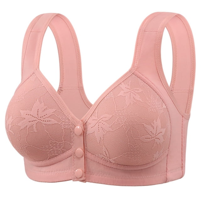 Tumotour Front Closure Bra for Women Wireless Comfort Convenient Push Up Snap Closing Bra Seamless Wide Shoulder Straps Full Coverage Breathable Front Buckle Everyday Bra for Daily Walking Life Work