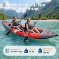 thumbnail image 2 of Person Inflatable Kayak, Fishing Kayak for Adults with Padded Seats, 3 Fins, Hand Pump, Carry Bag, Repair Kit, 12.5 ft, 450 lbs Capacity, Red, 2 of 7