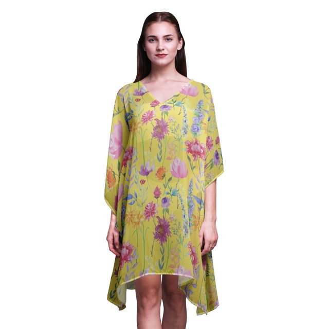 Bimba Kimono de Plage d'Été pour Femmes Grande Taille à Fleurs Kaftan-TG-3X
