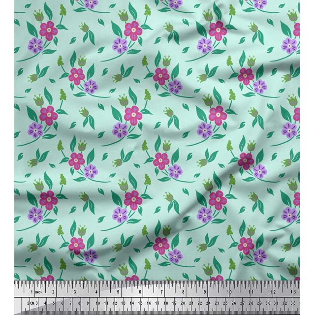 Soimoi Green polyester Crepe Fabric Diamond Geometric Print Fabric by Yard 42 Inch Wide