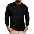 thumbnail image 2 of UVEASISHA T-Shirts à Manches Longues pour Hommes, Tricot Gaufré, Col Ras du Cou, T-Shirts, Couleur Unie, Grande Taille, Chandails Décontractés, Hauts, Mode 2024, T-Shirts à Manches Longues pour Hommes, Offre à Durée Limitée, 2 of 8