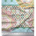 thumbnail image 1 of Soimoi polyester Crepe Fabric Check & Mandala Patchwork Printed Fabric 1 Yard 42 Inch Wide, 1 of 3