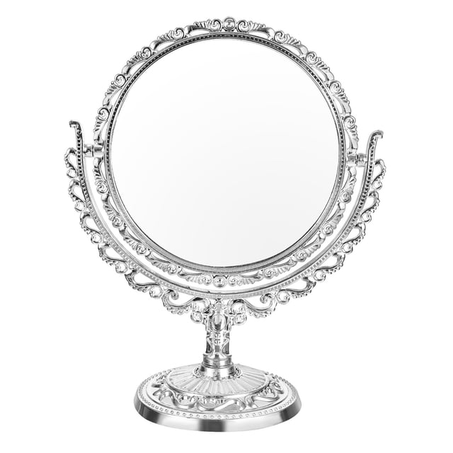 Shisuyan Double-Sided Retro Heart Shape Makeup Mirror for Desktop Bathroom Bedroom